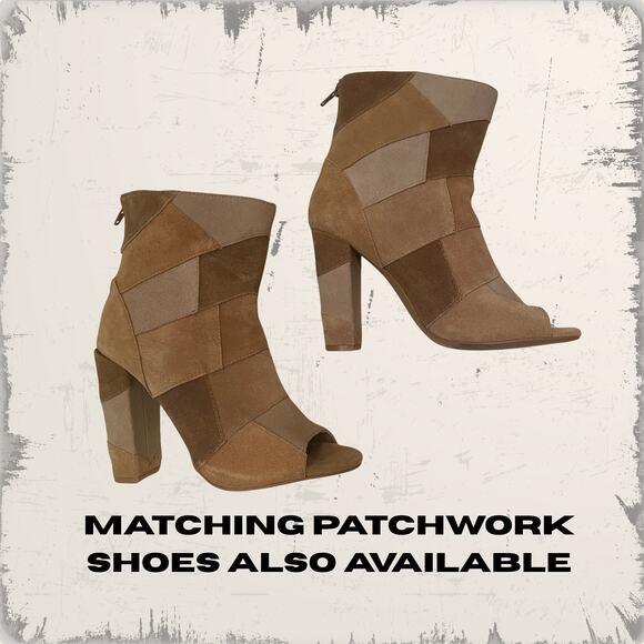 Patchwork Suede Jacket L | Genuine Leather, 70s Western Boho, Lined, Snap Front - Picture 8 of 8